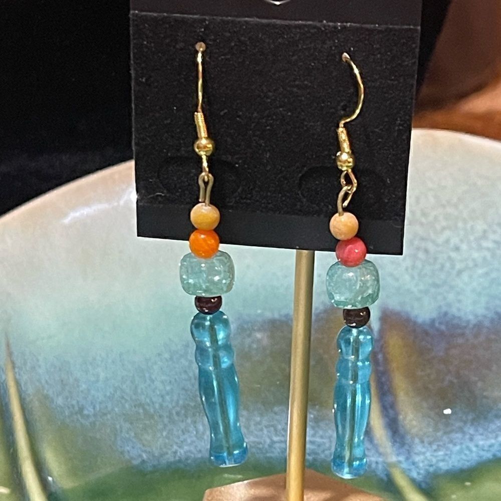 Handcrafted Lampwork Artisan Glass Bead Earrings with Sterling Hooks